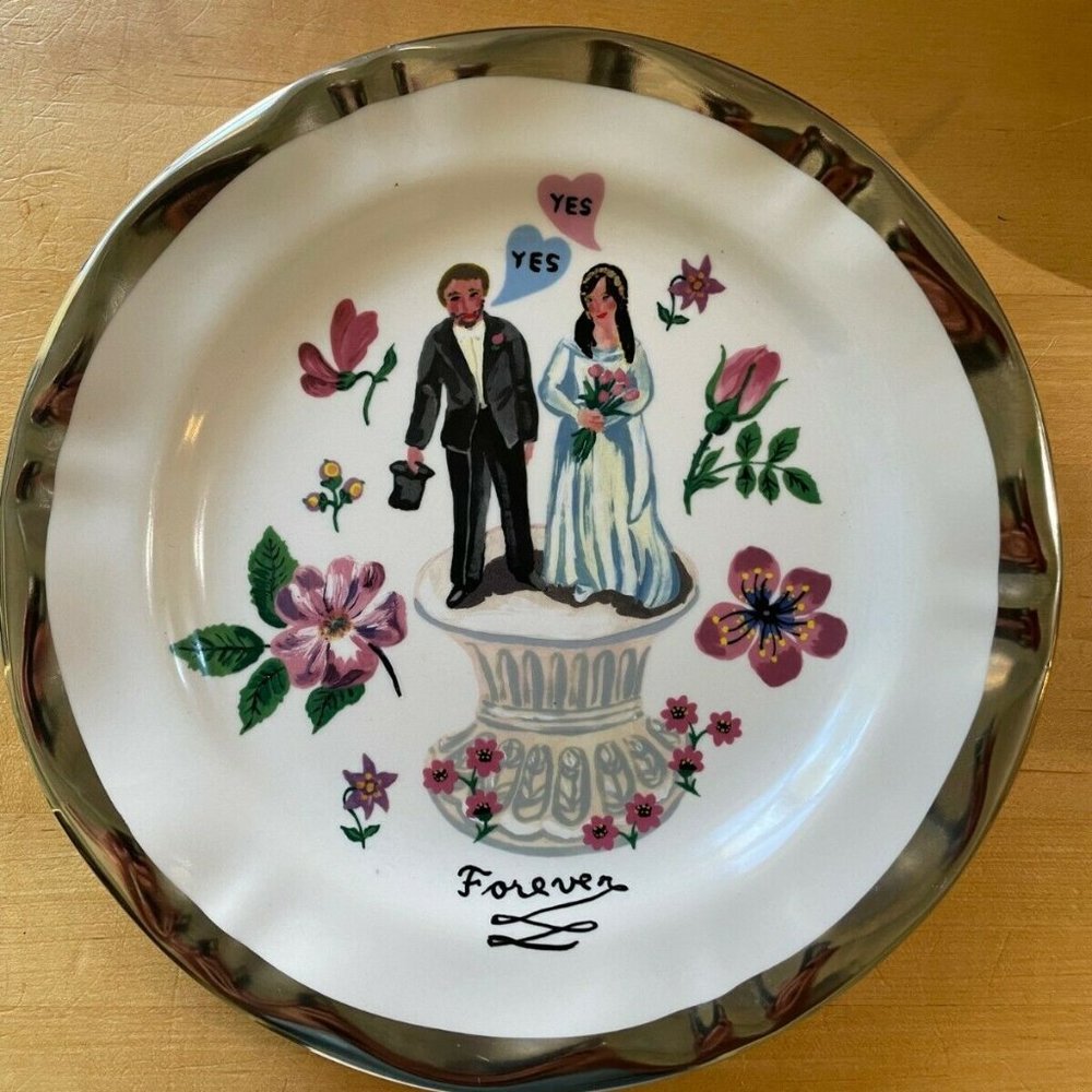 Anthropologie bride and groom plate